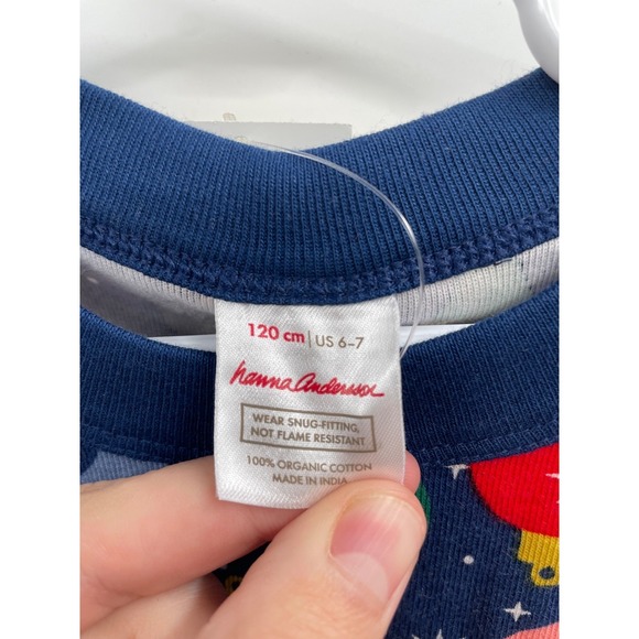 NWT Hanna Andersson Holiday Long John Pajama Set Kids 6-7 Shiny Bright Ornaments - Picture 6 of 13